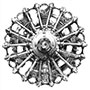 Custom pencil drawing of vintage biplane radial engine